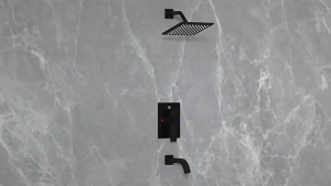 3-in-1 Embedded Brass Brushed Gold Bathroom Shower Set Square round Style Wall Mount Bath Shower Set