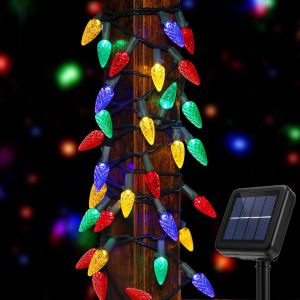Solar Strawberry String Lights Outdoor Waterproof 8 Modes Multicolor Fruit Fairy for Garden Fence Courtyard Party Decor
