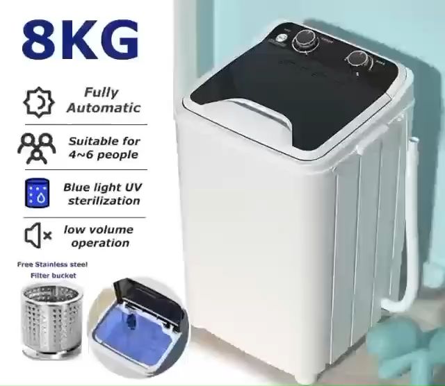 HOMEFUN 8KG MINI Washing Machine Semi Automatic Single-tub With Spin