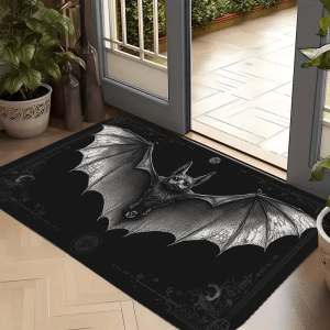 VIKAMA Dark Wind Bat Entry Door Mat Halloween Entrance Living Room Bar Holiday Party Theme Non-Slip Floor Mat Decoration