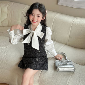 Fashionable Plaid Two-Piece Set for Girls Trendy Autumn Outfit Cute Vest And Pants Combo Cotton Material School Uniform Alternative