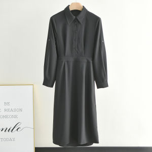 Váy Sơ Mi Dài Tay Kiểu Pháp Thanh Lịch Cho Nữ Mùa Xuân Thu Váy Dài Ôm Vừa Vặn Thiết Kế Đi Làm Quần Áo Công Sở Váy Dài