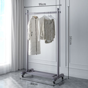 Clothes Rack Floor Bedroom and Household Aluminum Alloy Single Pole Coat Hanger Indoor Coat Rack Movable Drying Rack Clothesline Pole