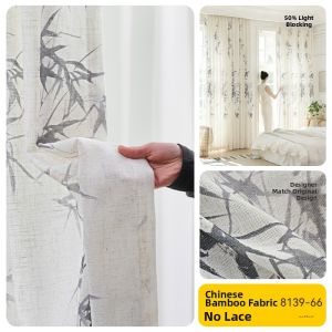 Semi Light Blocking UV Protection Chinese Style Curtain
