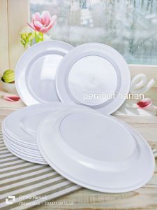 piring makan bulat besar putih 10inc  prasmanan saji serbaguna gratis 1 sendok
