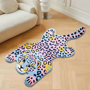 VIKAMA Cartoon Tiger Alien-Shaped Rug Soft Non-Slip Bathroom Mat Vintage Room Decor Bedroom Living Room Carpet