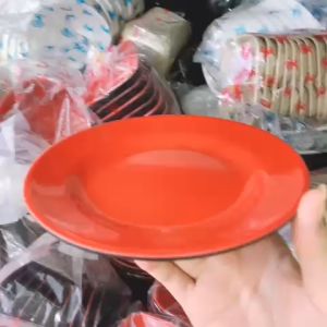 Dĩa cạn 66 nhựa Melamine FATACO CAO CẤP dĩa nhựa cạn đỏ viền đen melamine vân đá trơn