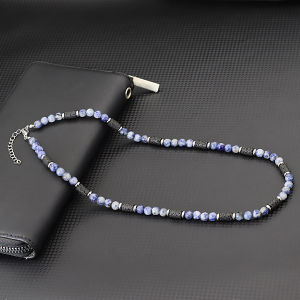 Noter Men Necklace Stainless Steel Buckle Natural Lava Turquoises Onyx Healing Collar Outdoor Cool Riding Neck Accessories Homme