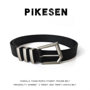 Retro Black Belt Cool Metal Buckle Mens Simple Ladies Decorative Leather Belt Ins Style Small Audience Pants Belt