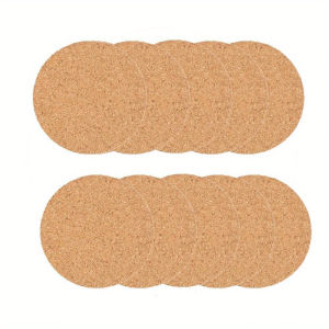 10Pcs Natural Round Wooden Cup Mat Pad Durable Non-Slip Cork Coaster Tea Coffee Mug Drinks for Table Decor DIY Tableware