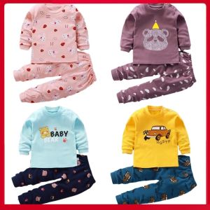 Pure Cotton Childrens Underwear Set Autumn Winter Base Layer Clothes Boys Girls Babies Sleepwear Striped Pattern Baby Clothes