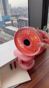 GOOJODOQ FS092 4000mAh USB Clip Fan with Night Light Portable Clip-on Table Fan LED Display Portable Fan