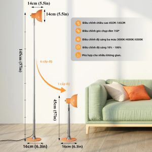 Đèn Đứng LED Điều Chỉnh Độ Cao 3 Chế Độ Điều Chỉnh Độ Sáng Bảo Vệ Mắt Kiểu Dáng Cổ Điển Dùng Trang Trí Phòng Ngủ Phòng Khách Đèn Đọc Sách