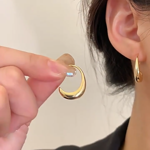 Ganten🍎Anting Berbentuk C Tidak Beraturan Gaya Eropa Dan Amerika/Aanting Paduan Sederhana/Anting Serbaguna Wanita