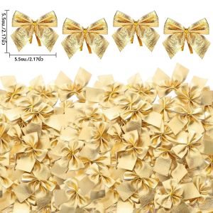 โบว์คริสต์มาสกำมะหยี่สีแดง 12-120 ชิ้น สำหรับตกแต่งต้นคริสต์มาส งานแต่งงาน ปีใหม่ งานปาร์ตี้ ของขวัญ DIY และห่อของขวัญ