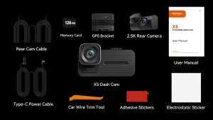 WOLFBOX X5 3-Channel 4K Dash Cam – STARVIS 2 IMX678 4K+2.5K+1080P Triple Car Camera with 128GB Card Voice Control 5.8GHz WiFi GPS Touch Screen Supports 512GB Max