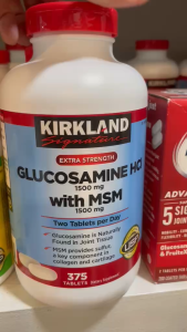 Kirkland Signature Extra Strength Glucosamine HCI 1500mg with MSM 1500mg 375 Tablets Exp. SEPT 2026