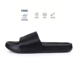 Sandal Slide TRENDY Lokal High Quality Slop Elegant Full Hitam Dewasa Lentur Ringan Tahan Air