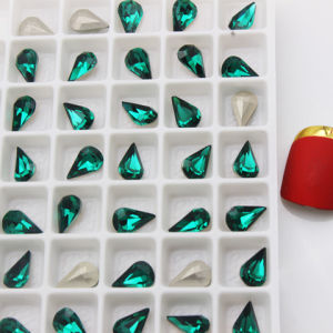 East Ocean Crystal Nail Art Drop Shaped Green Glass Diamond Sharp Bottom Nail Decorations for False Nails Bright Sparkling