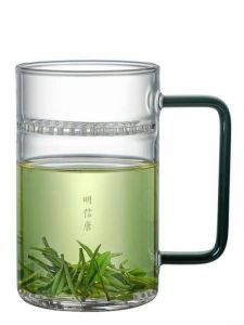 Thickened Moon Tooth Green Tea Cup Handmade Glass Heat Resistant Filter Convenient for Home And Office Use New Product
