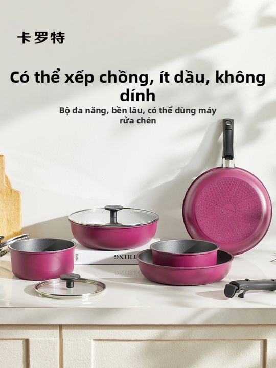 CAROTE | Bộ Đồ Nấu Không Dính Tay Cầm Tháo Rời | Lazada.vn