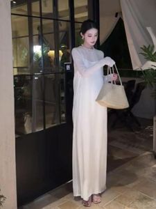 Elegant White Dress Formal Occasion Simple And Generous Womens Fashion Early Autumn New Style H Version Long Sleeve Dress