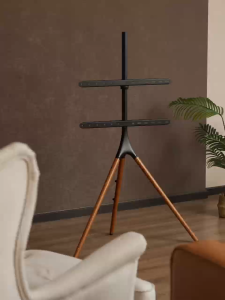 FANTASY T-MALL High Quality Brateck FS601 Tripod Studio TV Stand Compatible with 43–75” TVs Solid Wood Frame for Stability Modern Artistic Finish Supports up to 40kg