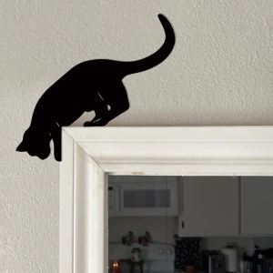 Cat Looking Down Door Topper Decoration – Wooden Over Door Lintel and Signs Ideal for Kitchen Organization Rustic Home Decor