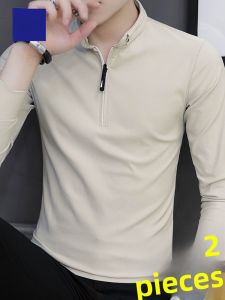 ROMON | Lomond Mens Long Sleeve Polo Shirt Casual Half Zip Stand Collar T-Shirt Loose Fit Urban Fashion Cotton Blend Youthwear