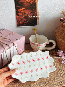 Vintage Floral Ceramic Coffee Cup Set
