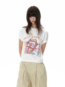 VATTY | Retro Aged Printed Round Neck Short Sleeve T Shirt