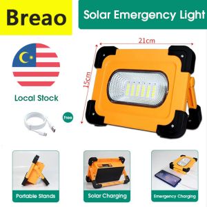 Breao Portable Solar Emergency Light Waterproof Outdoor Light Camping Lamp Flashlight Power Bank Solar Floodlight
