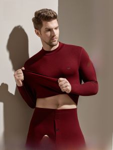 Miiow | Mens Thermal Underwear Set Fleece Lined Thickened Lenzing Lyocell Autumn Winter Base Layer Inner Wear Long Sleeve Mid Neck