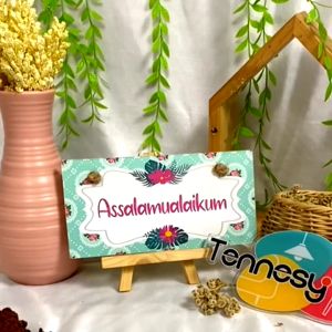 TENNESY PAJANGAN PINTU HIASAN DINDING GANTUNGAN TALI SIGN SHABBY FLOWER TOSCA 20x10CM DEKORASI DINDING KAMAR TIDUR RUMAH