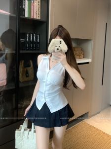 Áo Ba Lỗ Không Tay Cổ Polo Mùa Hè Cho Nữ Áo Vest Ôm Vừa Vặn Chất Liệu Khác Không Có Thương Hiệu Không Có Nút Mặc Thường Ngày