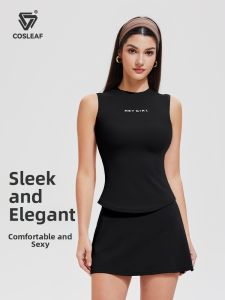 COSLEAF | Sport Fitness Skirt and Vest Set for Golf Tennis Yoga Exercise