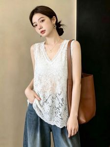 Áo Blouse Vòng Cổ V Dệt Ren Tròm Tay Kích Thước Lớn
