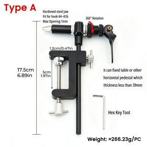 ICERIO 1PC 360° Rotary Fly Tying Vise with Spare Jaws C-Clamp Base Portable Fly Hook Binding Tool for Flies - Type A & Type B
