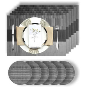 Elegant Placemats Set of 6 with Coaster Vinyl Washable Placemats for Dining Table(45 x 30cm)