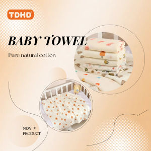 TDHD Soft Foldable Swaddle Blanket for Newborns - Light Beige-Friendly Cotton Perfect for Bath Time & Cuddling Wrinkly Texture