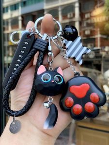 Cute Couple Cat Claw Keychains Glowing Resin Bag Accessories Anti-Lost Creative Gift Soft Cute Series Cartoon Keychain