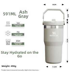 Stanley | 591ml 887ml Folding Straw Insulated Water Bottle Stainless Steel Tumbler for Hot and Cold Drinks Heavy Duty Insulation Anti Fall Design
