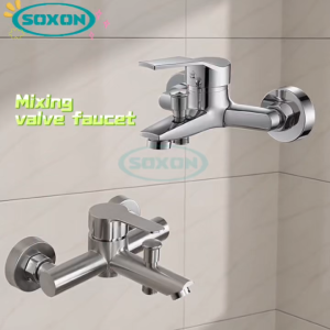 SOXON Bathroom Faucet Shower Mixer Valve Stainless Hot and Cold 2 Way Bathtub Faucet Shower Set