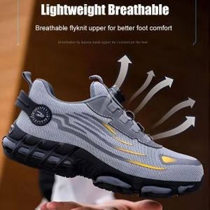 Knob Anti-Smash Puncture-Proof Safety Shoes Steel Toe Cap Work Boots Breathable Anti-Puncture Shoes Non-Slip Work Shoes Sneaker Protective Footwear