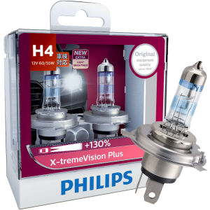 Philips | Philips H4 12V 60/55W X-tremeVisio Plus 3700K Bright Light Up to 130% Increased Bright Original Halogen Car Headlight 12342XV+