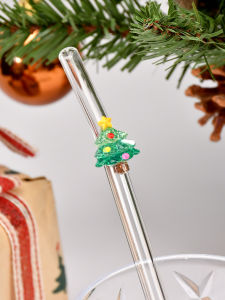 1/6PCS Christmas Limited Edition Glass Straws  | Durable for Cocktails Boba & Iced Drinks | Perfect for  Parties & Gifting