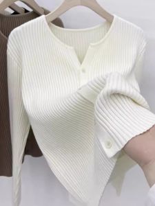 WANGGONGZHU | Womens Knitted Cardigan Jacket Slim Fit Casual Style Autumn Winter Fashion Simple Design Long Sleeve Top Princess Style