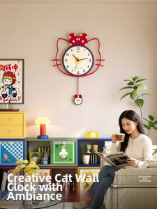 MEISD | Decorative Quiet Bow Cat Wall Clock