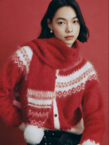 FAMANXUAN | Red New Year Warm Fair Isle Woolen Scarf