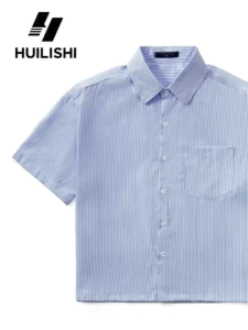 HUIshirtLISHI Box Fit Polo for Men Crop Top stripe cotton short-sleeved Korean style